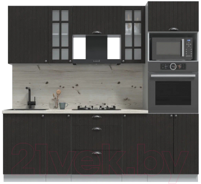 Кухонный гарнитур Интерлиния Берес 2.3В (дуб английский/бискайская сосна) - фото