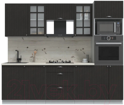 Кухонный гарнитур Интерлиния Берес 2.5В (дуб английский/бискайская сосна) - фото