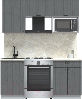 Кухонный гарнитур Интерлиния Берес 1.7В (дуб серый/опал светлый) - фото