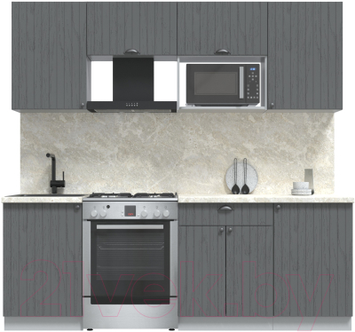 Кухонный гарнитур Интерлиния Берес 2.2В (дуб серый/опал светлый) - фото