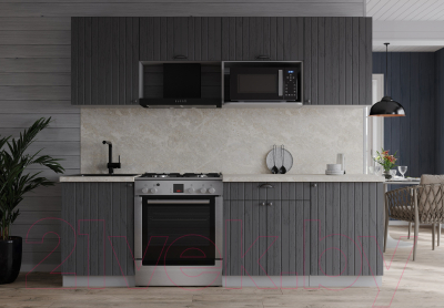 Кухонный гарнитур Интерлиния Берес 2.2В (дуб серый/опал светлый)