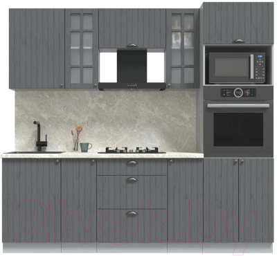 Кухонный гарнитур Интерлиния Берес 2.3В (дуб серый/опал светлый) - фото