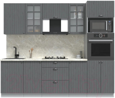 Кухонный гарнитур Интерлиния Берес 2.5В (дуб серый/опал светлый) - фото