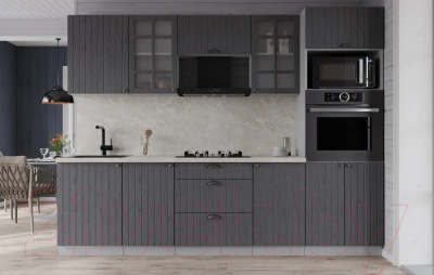 Кухонный гарнитур Интерлиния Берес 2.5В (дуб серый/опал светлый)