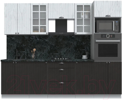 Кухонный гарнитур Интерлиния Берес 2.6В (дуб английский/дуб полярный/кастилло темный) - фото