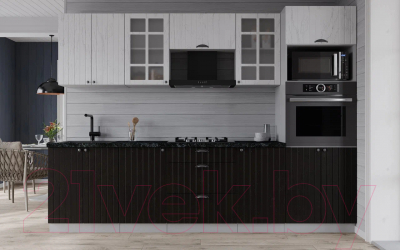 Кухонный гарнитур Интерлиния Берес 2.6В (дуб английский/дуб полярный/кастилло темный)