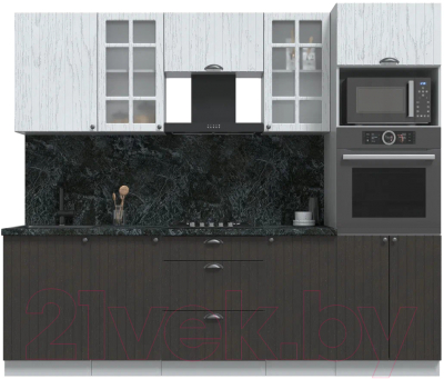 Кухонный гарнитур Интерлиния Берес 2.5В (дуб английский/дуб полярный/кастилло темный) - фото