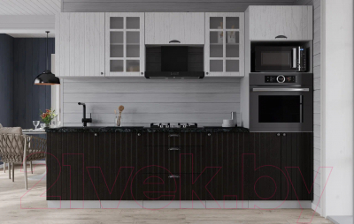 Кухонный гарнитур Интерлиния Берес 2.5В (дуб английский/дуб полярный/кастилло темный)