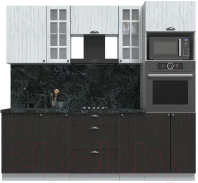 Кухонный гарнитур Интерлиния Берес 2.3В (дуб английский/дуб полярный/кастилло темный) - фото