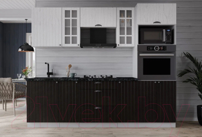 Кухонный гарнитур Интерлиния Берес 2.3В (дуб английский/дуб полярный/кастилло темный)