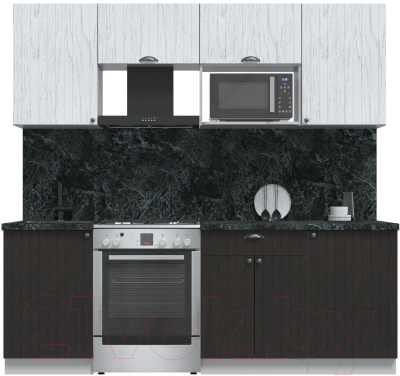 Кухонный гарнитур Интерлиния Берес 2.2В (дуб английский/дуб полярный/кастилло темный) - фото