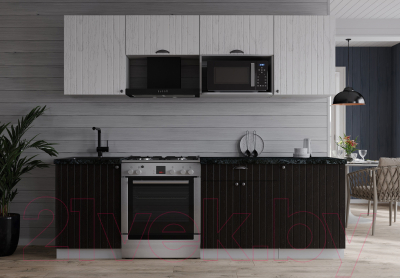 Кухонный гарнитур Интерлиния Берес 2.2В (дуб английский/дуб полярный/кастилло темный)