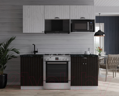 Кухонный гарнитур Интерлиния Берес 1.7В (дуб английский/дуб полярный/кастилло темный)