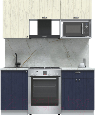 Кухонный гарнитур Интерлиния Берес 1.7В (дуб снежный/дуб королевский/серый каспий) - фото