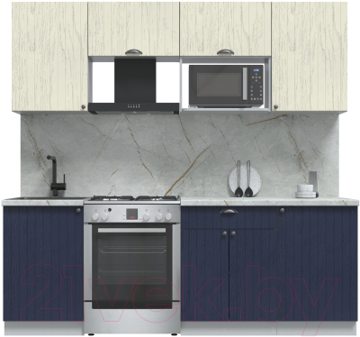 Кухонный гарнитур Интерлиния Берес 2.2В (дуб снежный/дуб королевский/серый каспий) - фото