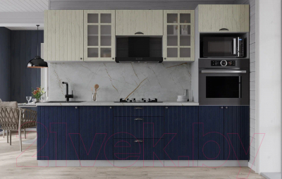 Кухонный гарнитур Интерлиния Берес 2.5В (дуб снежный/дуб королевский/серый каспий)