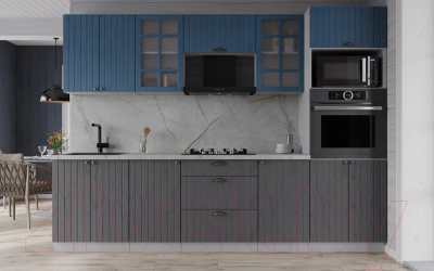 Кухонный гарнитур Интерлиния Берес 2.6В (дуб серый/дуб лазурный/серый каспий)