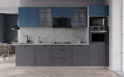 Кухонный гарнитур Интерлиния Берес 2.8В (дуб серый/дуб лазурный/серый каспий)