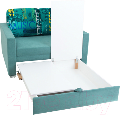 Диван KRONES Афродита выкатной 195x120 (велюр бирюзово-зеленый/рисунок)