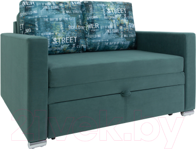 Диван KRONES Афродита выкатной 195x100 (велюр зеленый/рисунок) - фото