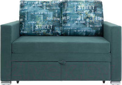 Диван KRONES Афродита выкатной 195x100 (велюр зеленый/рисунок)