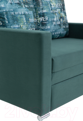 Диван KRONES Афродита выкатной 195x100 (велюр зеленый/рисунок)