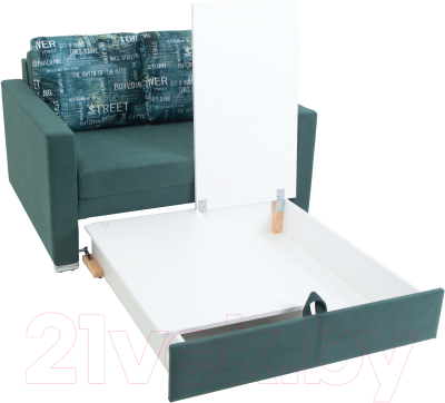 Диван KRONES Афродита выкатной 195x100 (велюр зеленый/рисунок)