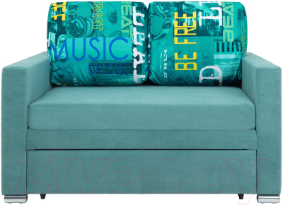 Диван KRONES Афродита выкатной 195x140 (велюр бирюзово-зеленый/рисунок) - фото