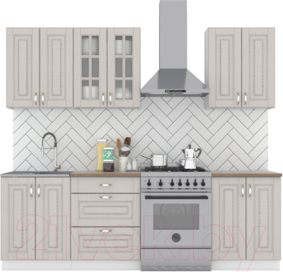 Кухонный гарнитур Интермебель Бостон-4 1.8 (ясень капучино софт/венато) - фото