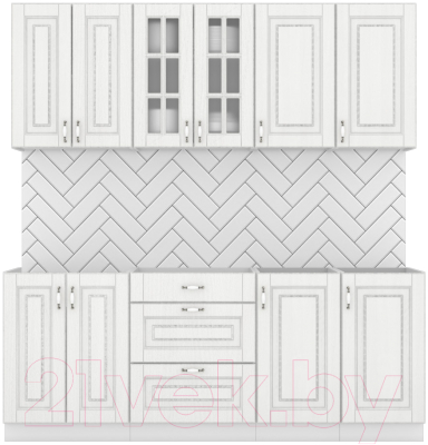 Кухонный гарнитур Интермебель Бостон-5 2.0 без столешницы (акация белая) - фото