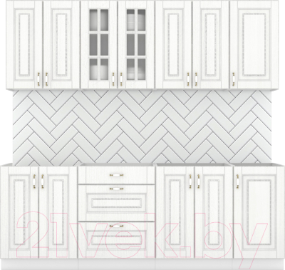 Кухонный гарнитур Интермебель Бостон-7 2.2 без столешницы (акация белая) - фото