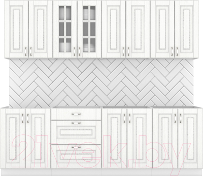 Кухонный гарнитур Интермебель Бостон-8 2.4 без столешницы (акация белая) - фото