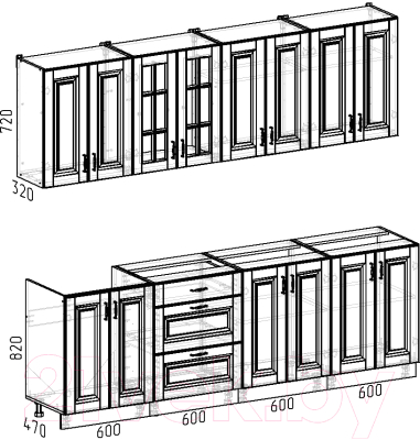 Кухонный гарнитур Интермебель Бостон-8 2.4 без столешницы (акация белая)