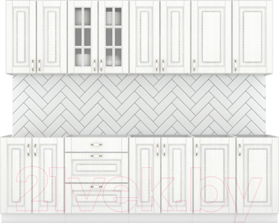 Кухонный гарнитур Интермебель Бостон-9 2.6 без столешницы (акация белая) - фото