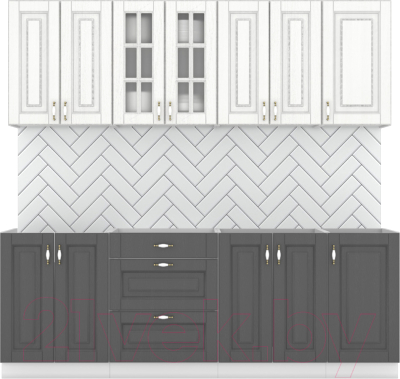 Кухонный гарнитур Интермебель Бостон-7 2.2 без столешницы (акация белая/акация графит) - фото