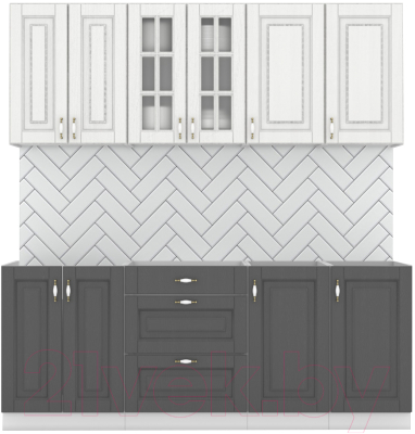 Кухонный гарнитур Интермебель Бостон-6 2.1 без столешницы (акация белая/акация графит) - фото