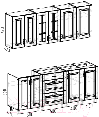 Кухонный гарнитур Интермебель Бостон-5 2.0 без столешницы (акация белая/акация графит)