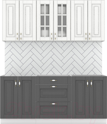 Кухонный гарнитур Интермебель Бостон-4 1.8 без столешницы (акация белая/акация графит) - фото