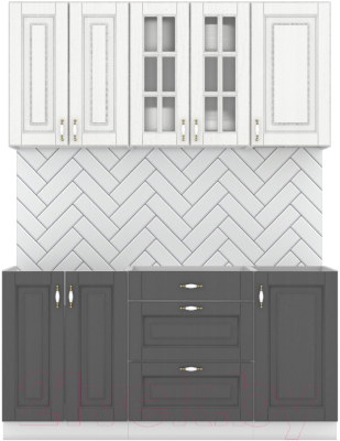 Кухонный гарнитур Интермебель Бостон-3 1.7 без столешницы (акация белая/акация графит) - фото