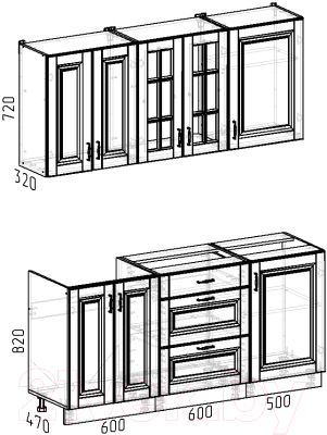 Кухонный гарнитур Интермебель Бостон-3 1.7 без столешницы (ясень капучино софт)