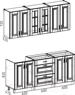Кухонный гарнитур Интермебель Бостон-4 1.8 без столешницы (ясень капучино софт)