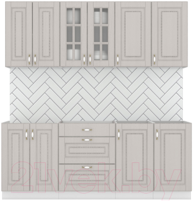 Кухонный гарнитур Интермебель Бостон-6 2.1 без столешницы (ясень капучино софт) - фото