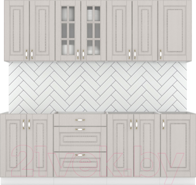 Кухонный гарнитур Интермебель Бостон-7 2.2 без столешницы (ясень капучино софт) - фото