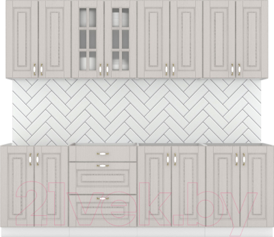 Кухонный гарнитур Интермебель Бостон-8 2.4 без столешницы (ясень капучино софт) - фото