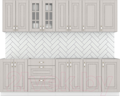 Кухонный гарнитур Интермебель Бостон-9 2.6 без столешницы (ясень капучино софт) - фото