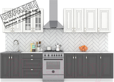 Кухонный гарнитур Интермебель Бостон-9 2.6 (акация белая/акация графит/тунис) - фото