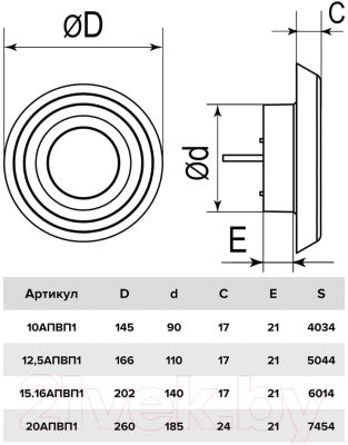 Анемостат ERA АБС D100 / 10АПВП1