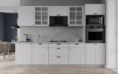 Кухонный гарнитур Интерлиния Берес 2.7В (дуб полярный/серый каспий)