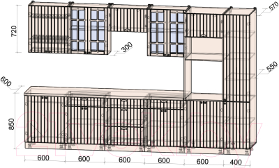 Готовая кухня Интерлиния Берес 3.4В