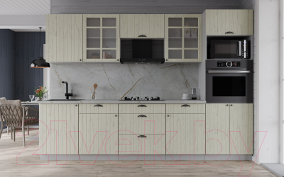 Кухонный гарнитур Интерлиния Берес 2.7В (дуб снежный/серый каспий)